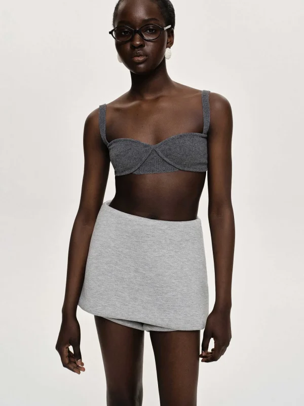 Source Unknown Clothing-Rib Knit Bra, Charcoal