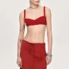 Source Unknown Clothing-Rib Knit Bra, Red