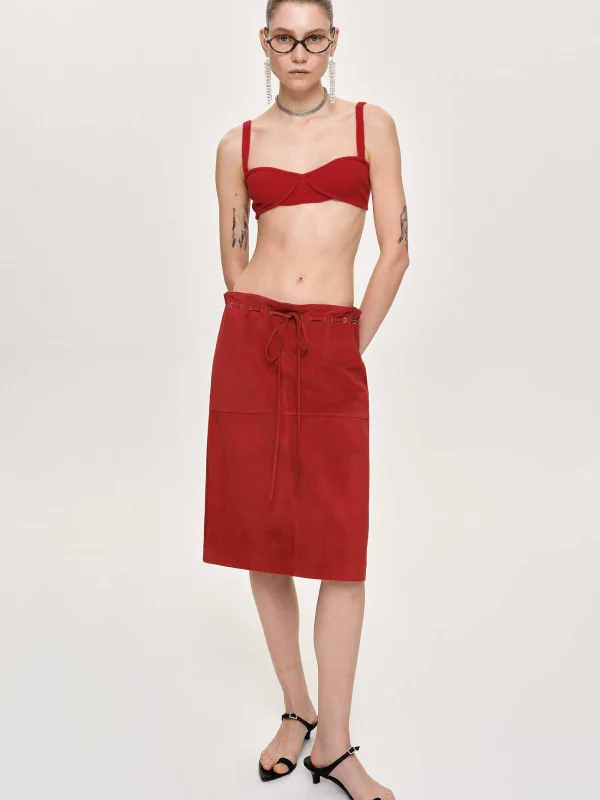 Source Unknown Clothing-Rib Knit Bra, Red