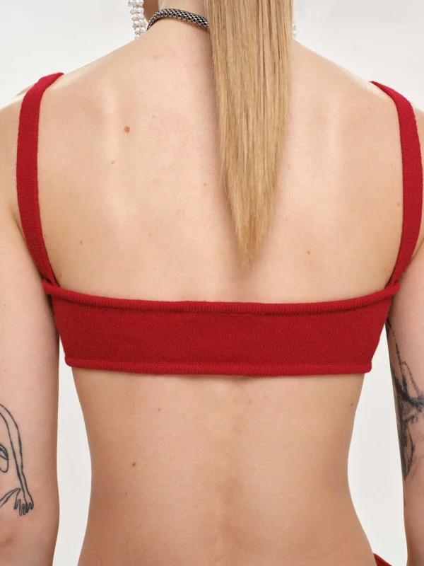 Source Unknown Clothing-Rib Knit Bra, Red