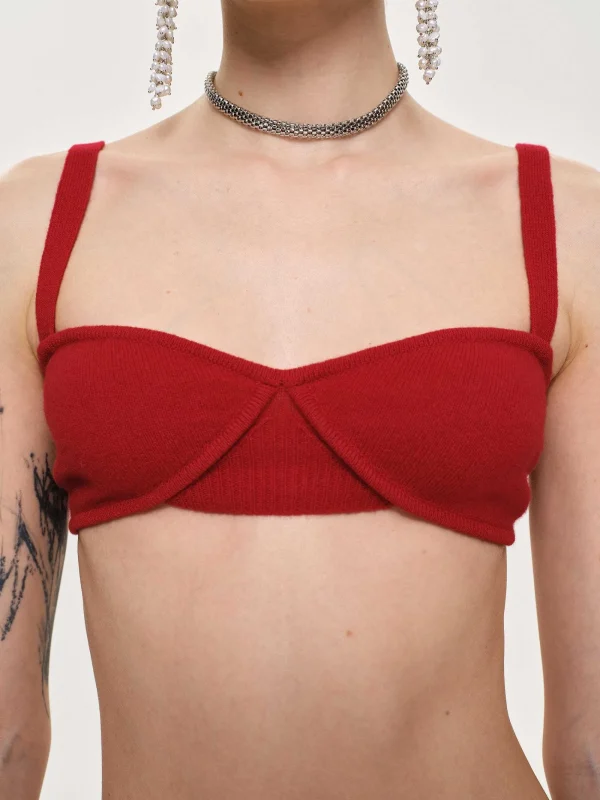 Source Unknown Tops-Rib Knit Bra, Red