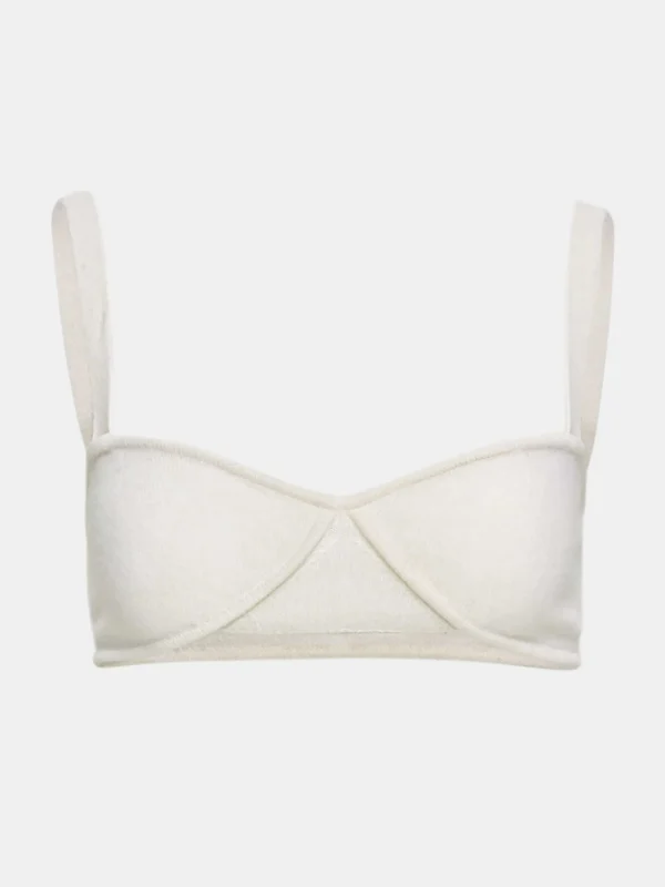 Source Unknown Knitwear-Rib Knit Bra, White