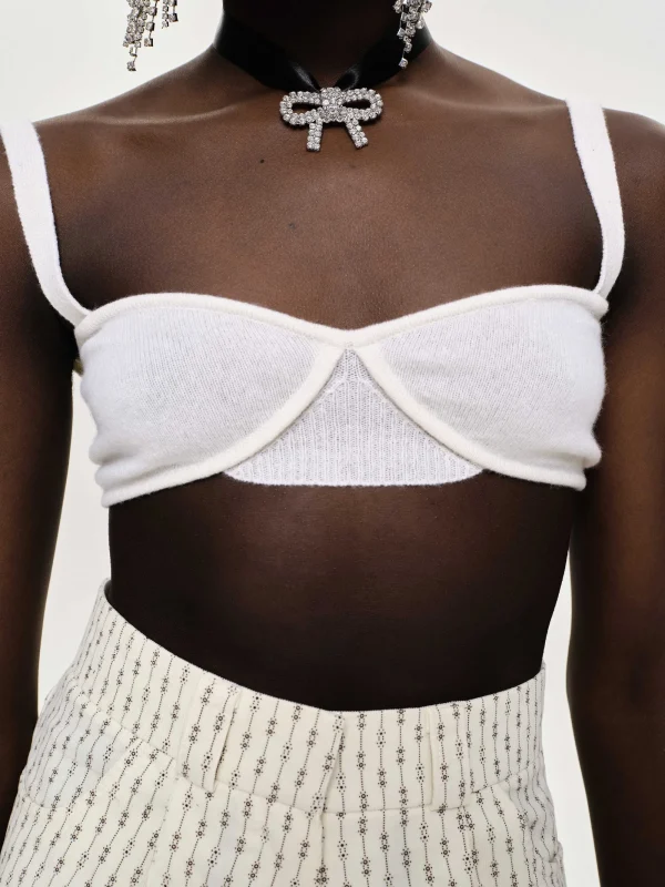 Source Unknown Clothing-Rib Knit Bra, White