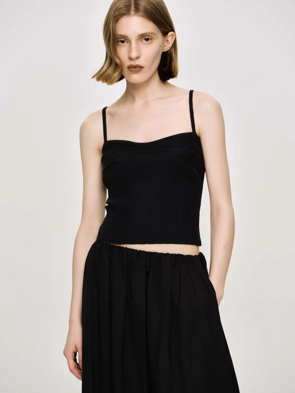 Source Unknown Clothing-Rib Knit Camisole, Black