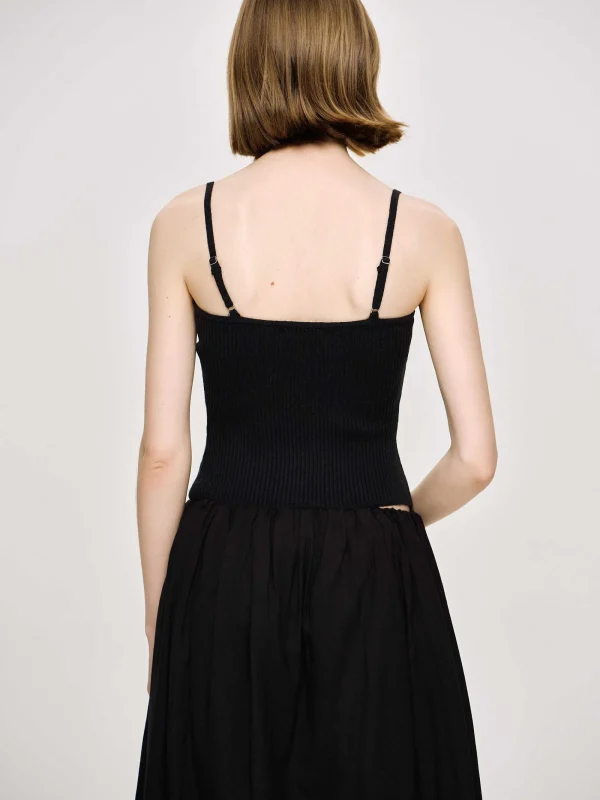 Source Unknown Clothing-Rib Knit Camisole, Black