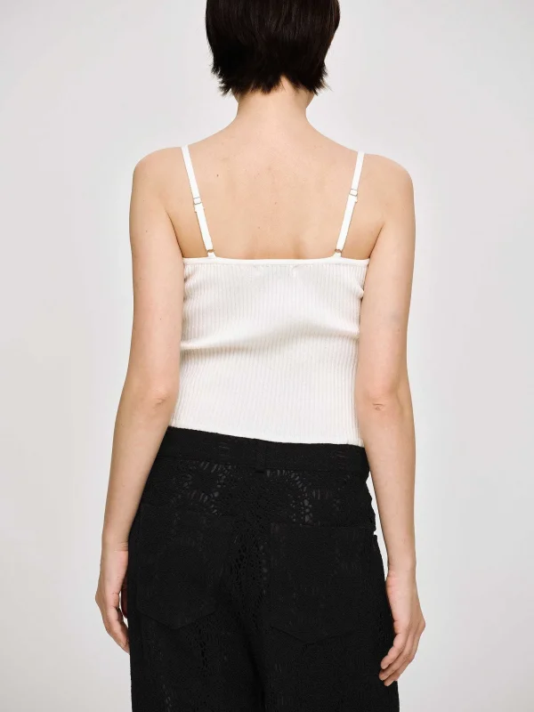 Source Unknown Knitwear-Rib Knit Camisole, White