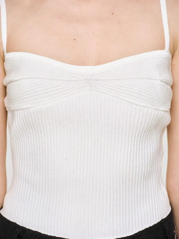 Source Unknown Clothing-Rib Knit Camisole, White