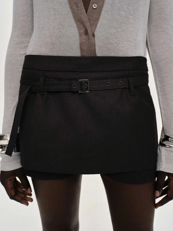 Source Unknown Bottoms-Rioni Belted Mini Skort, Black Bean