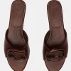 Source Unknown Shoes & Bags-Rose Applique Satin Mules, Chocolate