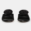 Source Unknown Shoes & Bags-Rose Applique Satin Mules, Black