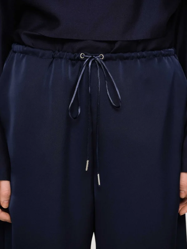 Source Unknown Clothing-Satin Jogger Pants, Navy