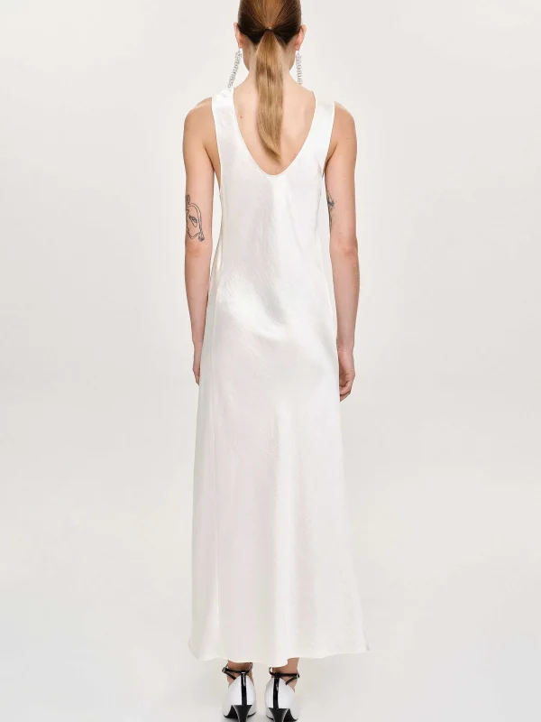 Source Unknown Accessories-Satin Maxi Dress, Pearl