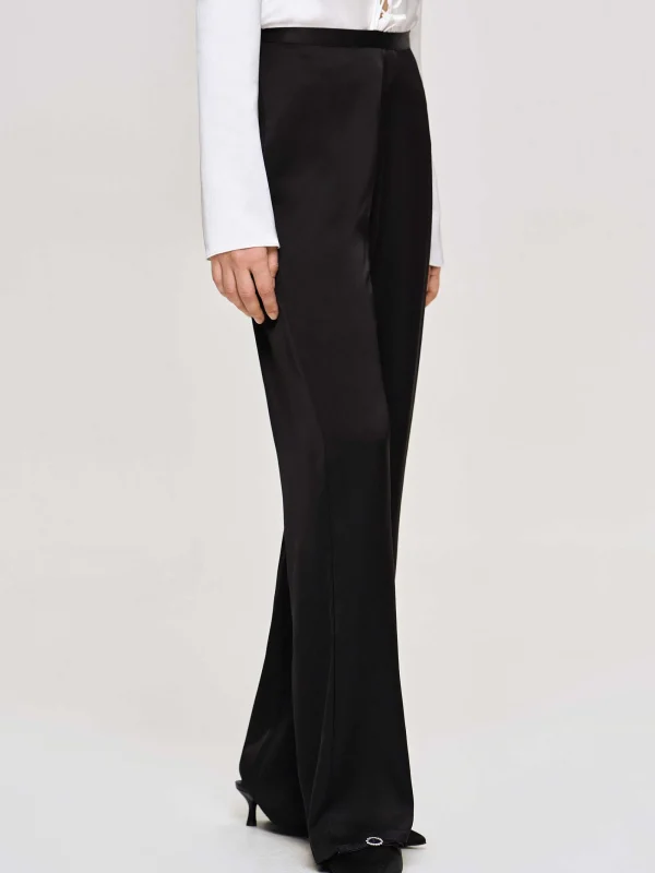 Source Unknown Accessories-Satin-Crepe Pants, Black