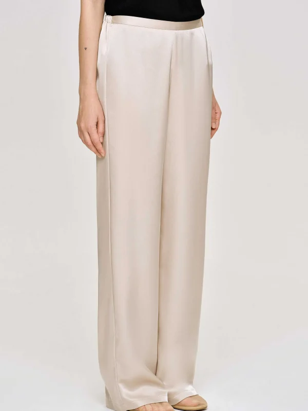 Source Unknown Accessories-Satin-Crepe Pants, Champagne