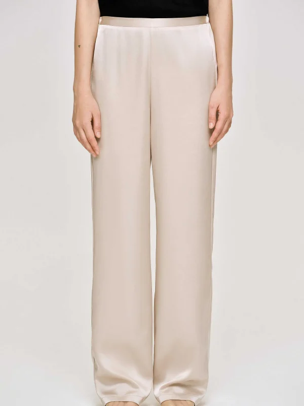 Source Unknown Accessories-Satin-Crepe Pants, Champagne