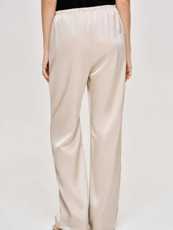 Source Unknown Accessories-Satin-Crepe Pants, Champagne