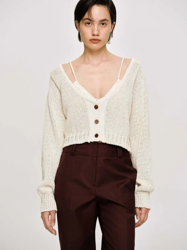 Source Unknown Knitwear-Scoop Neck Knit, Almond