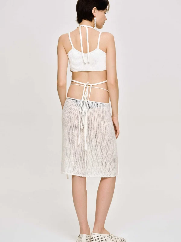 Source Unknown Co-Ords-Semi-Sheer Knit Skirt, Birch