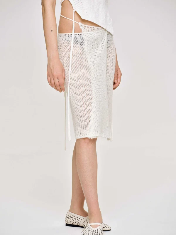 Source Unknown Knitwear-Semi-Sheer Knit Skirt, Birch