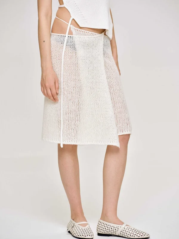 Source Unknown Bottoms-Semi-Sheer Knit Skirt, Birch