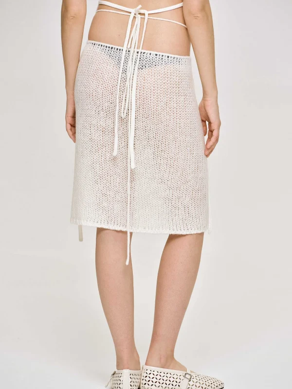 Source Unknown Knitwear-Semi-Sheer Knit Skirt, Birch