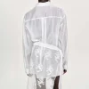 Source Unknown Accessories-Sheer Button-Down Shirt, White