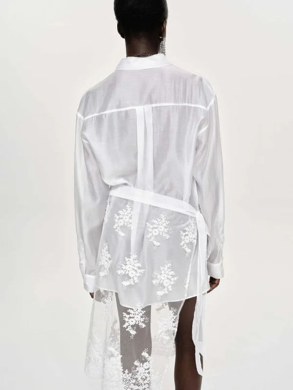 Source Unknown Accessories-Sheer Button-Down Shirt, White