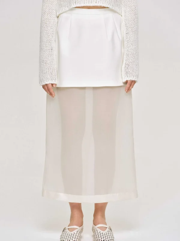 Source Unknown Bottoms-Sheer Midi Skirt, White