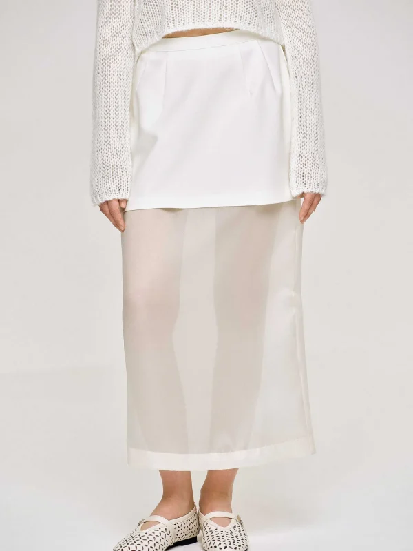 Source Unknown Clothing-Sheer Midi Skirt, White