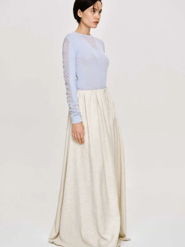 Source Unknown Knitwear-Sheer Sleeve Knit, Sky Blue