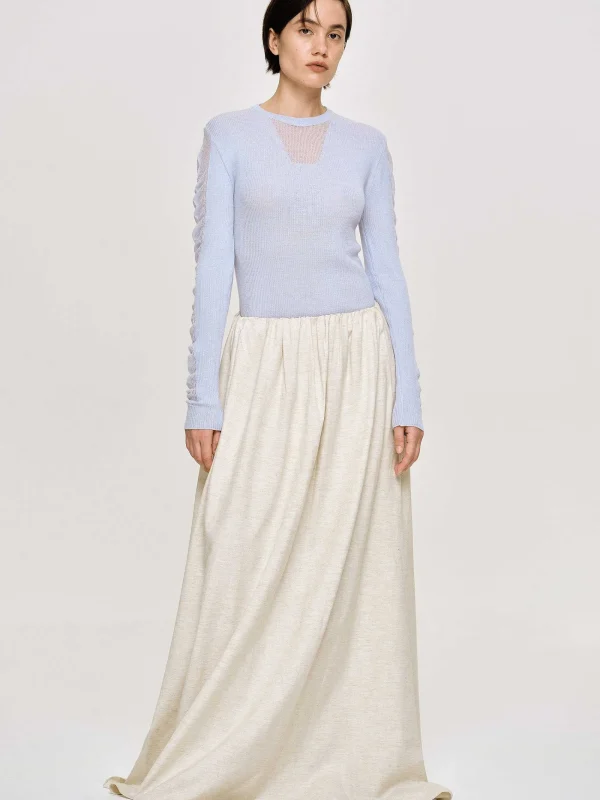 Source Unknown Knitwear-Sheer Sleeve Knit, Sky Blue