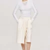 Source Unknown Knitwear-Sheer Sleeve Knit, White