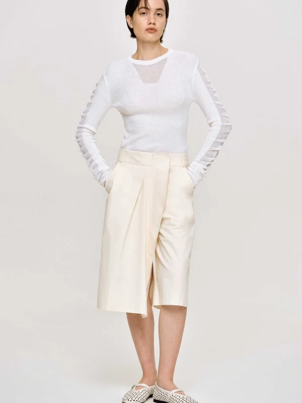 Source Unknown Knitwear-Sheer Sleeve Knit, White