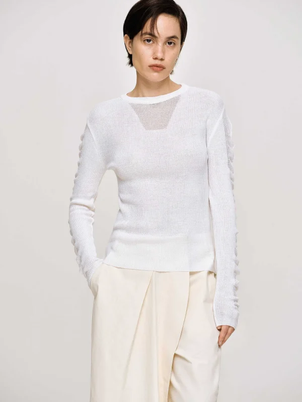 Source Unknown Clothing-Sheer Sleeve Knit, White