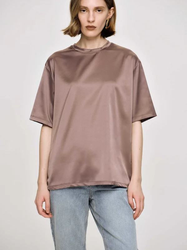 Source Unknown Accessories-Silky Satin T-Shirt, Red Bean