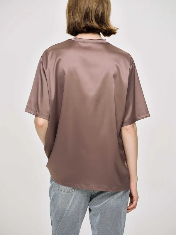 Source Unknown Accessories-Silky Satin T-Shirt, Red Bean