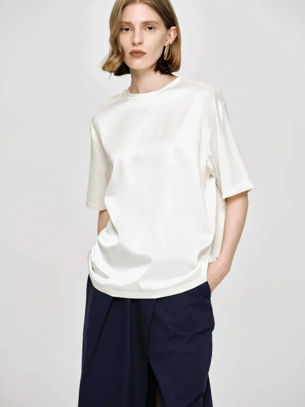 Source Unknown Accessories-Silky Satin T-Shirt, White