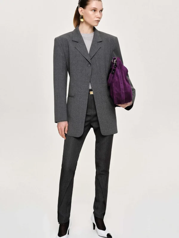 Source Unknown Clothing-Single-Button Blazer, Charcoal