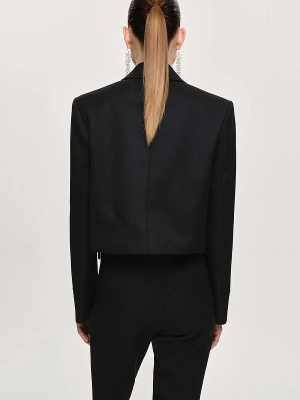 Source Unknown Accessories-Sisilia Bow Cropped Blazer, Black