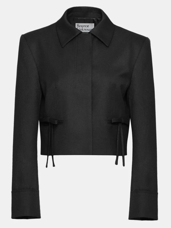 Source Unknown Accessories-Sisilia Bow Cropped Blazer, Black