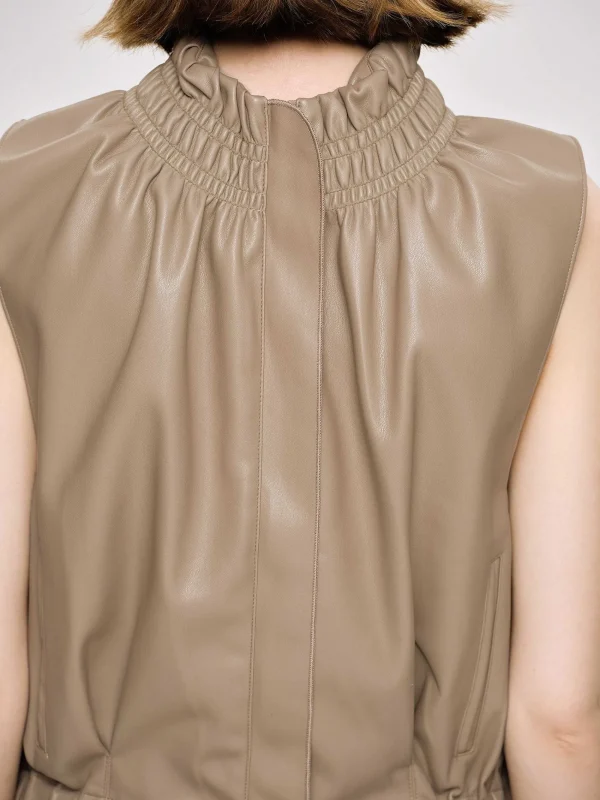 Source Unknown Accessories-Sleeveless Leather Top, Beige