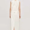 Source Unknown Accessories-Sleeveless Leather Top, Ivory