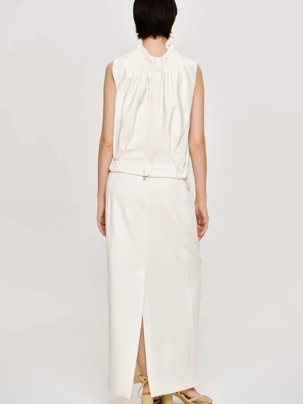 Source Unknown Accessories-Sleeveless Leather Top, Ivory