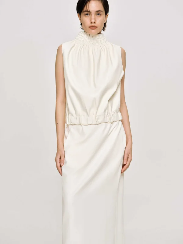 Source Unknown Accessories-Sleeveless Leather Top, Ivory