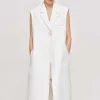 Source Unknown Clothing-Sleeveless Long Blazer, White