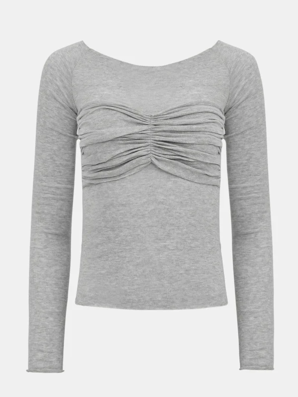 Source Unknown Clothing-Slim Bustier Jersey Tee, Mist Grey