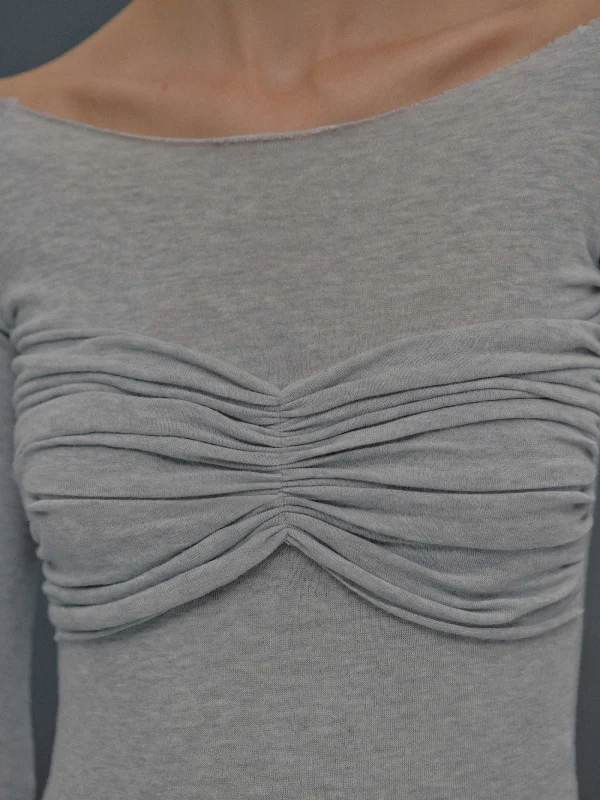 Source Unknown Clothing-Slim Bustier Jersey Tee, Mist Grey