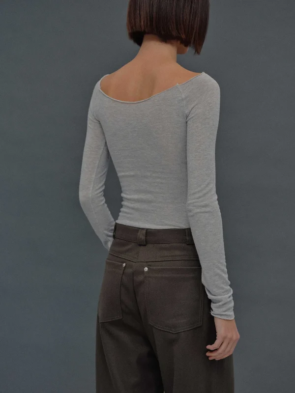 Source Unknown Clothing-Slim Bustier Jersey Tee, Mist Grey