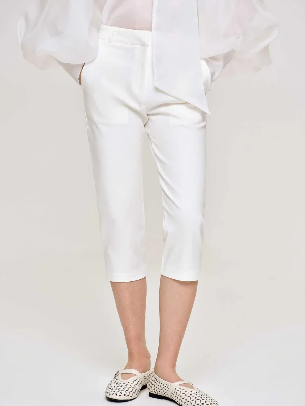 Source Unknown Clothing-Slim Capri Pants, White