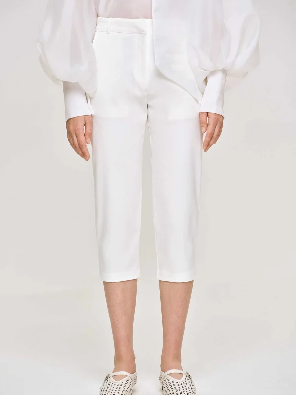 Source Unknown Clothing-Slim Capri Pants, White